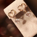 1Pair Women Eardrop Fashion Heart Shaped Zircon Earrings Crystal Stud Beauty