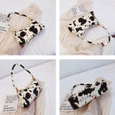 Women Cow Milk Handbag Female PU Leather Small Underarm Shoulder Tote Bags