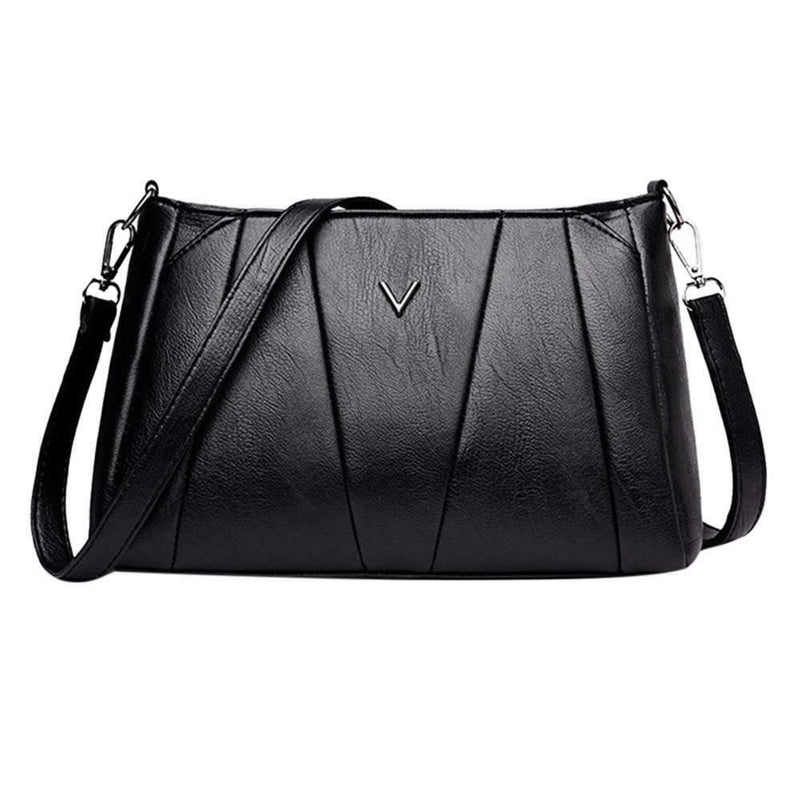 Women Girls Zipper PU Crossbody Messenger Bags Casual Pure Shoulder Handbag
