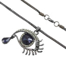 Women Magic Eye Shape Crystal & Rhinestones Tear Long Necklace Sweater Neck