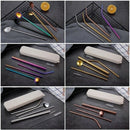 Environmentally Friendly Stainless Drink Straws Set with Carry Box and Clea
