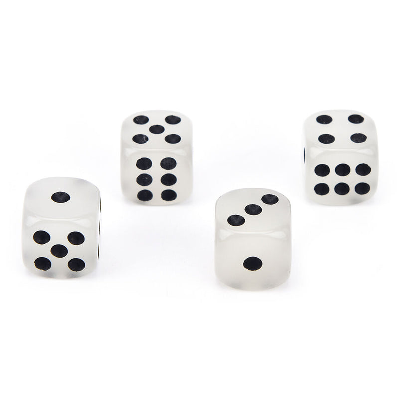 4PCS 14mm Fillet Black Pips Luminous Dice 6 Side For Boardgame Night Bar KTV Gn