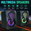 PC Surround Sound System LED Speakers Gaming Deep Bass Desktop Computer USB I3U0
