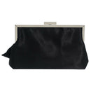 Black Satin Crystal Clustered Buckle Evening Clutch Bag Handbag Prom Purse