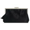 Black Satin Crystal Clustered Buckle Evening Clutch Bag Handbag Prom Purse