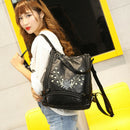 New Washed Leather Backpack Female Korean Version Of the Color Embroidery C