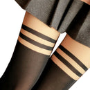 Sexy Women Nude Top Temptation Sheer Mock Suspender Tights Pantyhose Stocking Bj