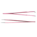 Steel Pink Btraight + Bend Tweezer for Eyelash Extensions Nail Art Nippers3C Gw