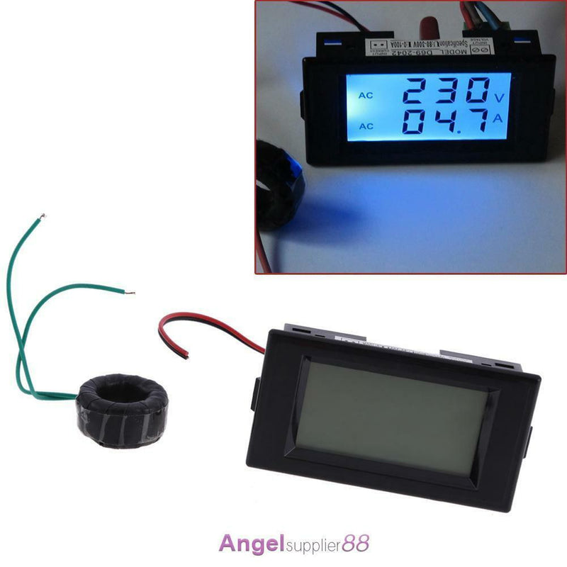 Digital AC 300V 100A LCD Dual Panel Volt Amp Combo Meter +CT 110V 220V 240V