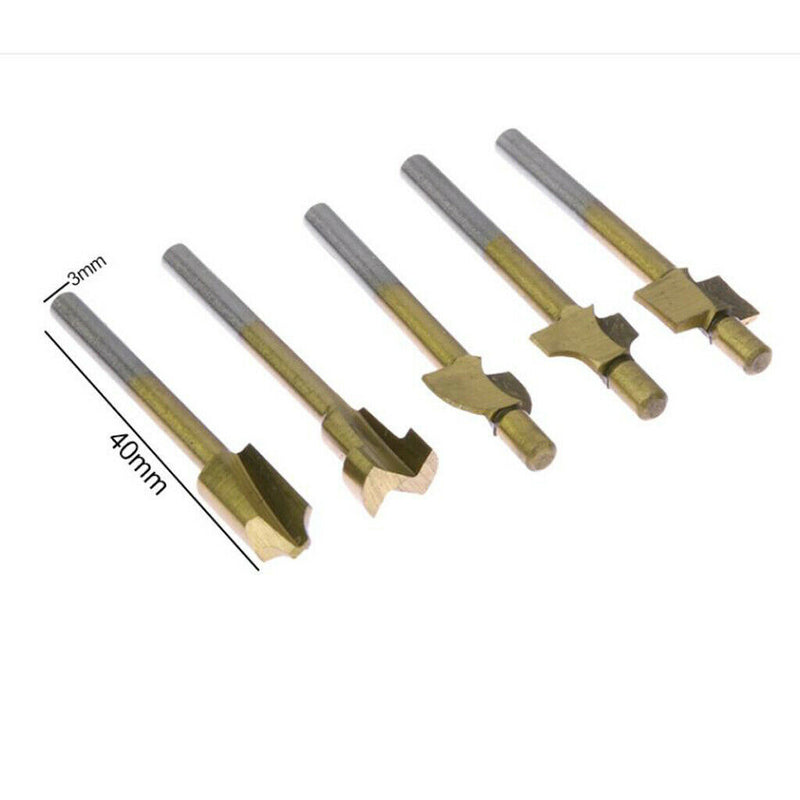 Hard Alloy Wood Milling Cutter, Tongue & Groove Router Bit Set, 3mm Shank