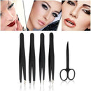 Tweezers 5PCS/Set Professional Stainless Steel Eyebrow Pluckers Case Set L1U7