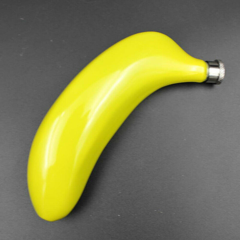 1 x Stainless Steel Liquor Pocket Hip Flask Alcohol Whiskey Banana Flagon 5oz