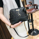 Shell Shoulder Handbag Women Shining Sequins PU Leather Messenger Bag/Black