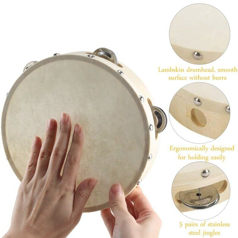 8-Inch Blow Tambourine Musical Instrument Children Percussion Instrument Qu
