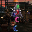 Solar LED Sun Moon Wind Chimes Light Outdoor Color Changing Hanging Lamp