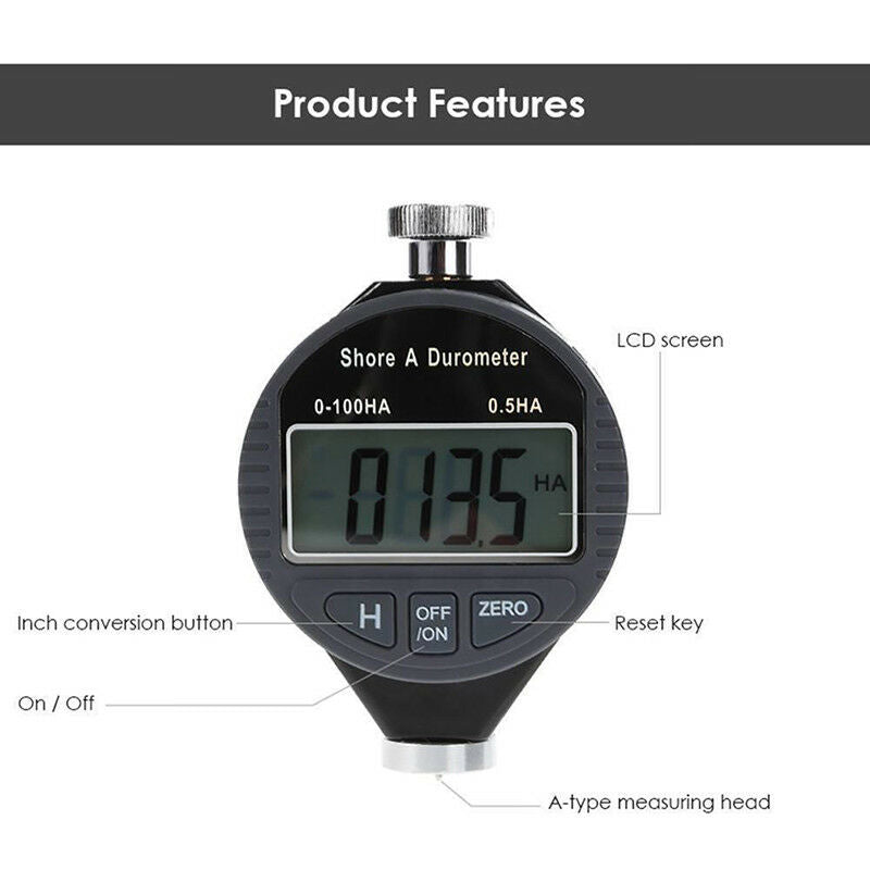 Digital Shore A Durometer Tire Tyre Rubber Hardness Tester LCD Display Shore Gw