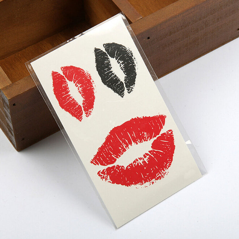 2 Sheets Lips Tattoo Temporary Body Arm Stickers Black Removable ÃŽÂ¸pTECA