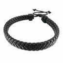 Fashion Men Casual Bracelet Black Leather Bracelet Bangles Jewelry with Gift Bag