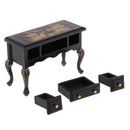 2Pcs 1/12 Scale Wooden Table with Drawer Simulation Bedroom Furnishings