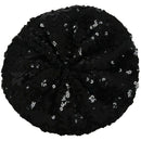 Lady Costume Stretch Sparkly Shining Sequin Beret Beanie Hat black