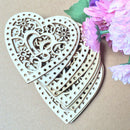 10pcs/bag Wooden Hollow Engraving Love Heart Pendants Wedding Party Decor