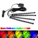 4 Pieces 12 LED Car Auto Strip Light Decorative Lamps Interior Multi-colour 22cm