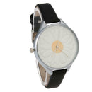 Women Leisure Round Sunflower Pattern Watch Quartz Wristwatch(Black)