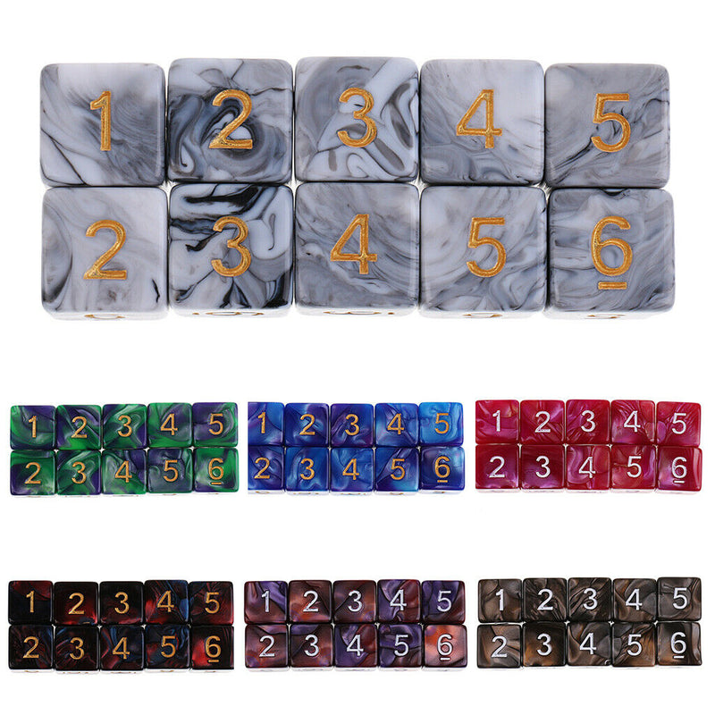 10pcs 6 Sided Dice D6 Polyhedral Dice for Dungeons and Dragons Table Games Blue