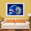 5D DIY Round Drill Diamond Painting Night Wolf Cross Stitch Embroidery Kit
