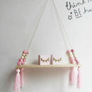 Wooden Wall shelf Hanging Tassel Children baby Nordic Style Wall Frame pink