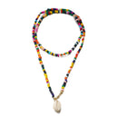 Women Boho Multicolor Beads Shell Necklace Doublelayer Clavicle Choker Jewel: Gw