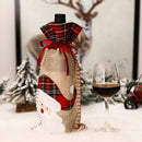 Christmas Lattice Champagne Wine Bottle Cover Drawstring Pocket (Santa) A