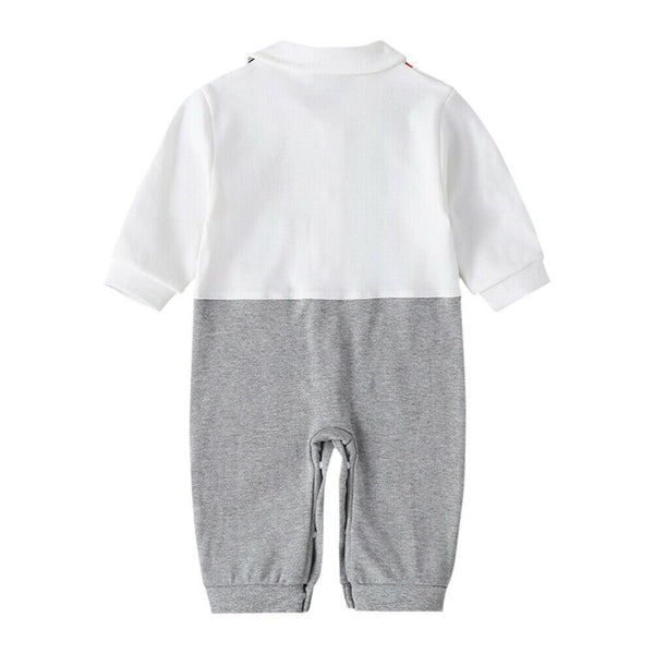 Baby Boys Autumn Cotton Cartoon Print Rompers Cute Bow Tie Playsuit (0-6M) A#S