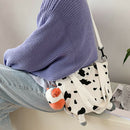 Fashion Women Cow Print Shoulder Bags Canvas Pendant Handbags Casual Totes