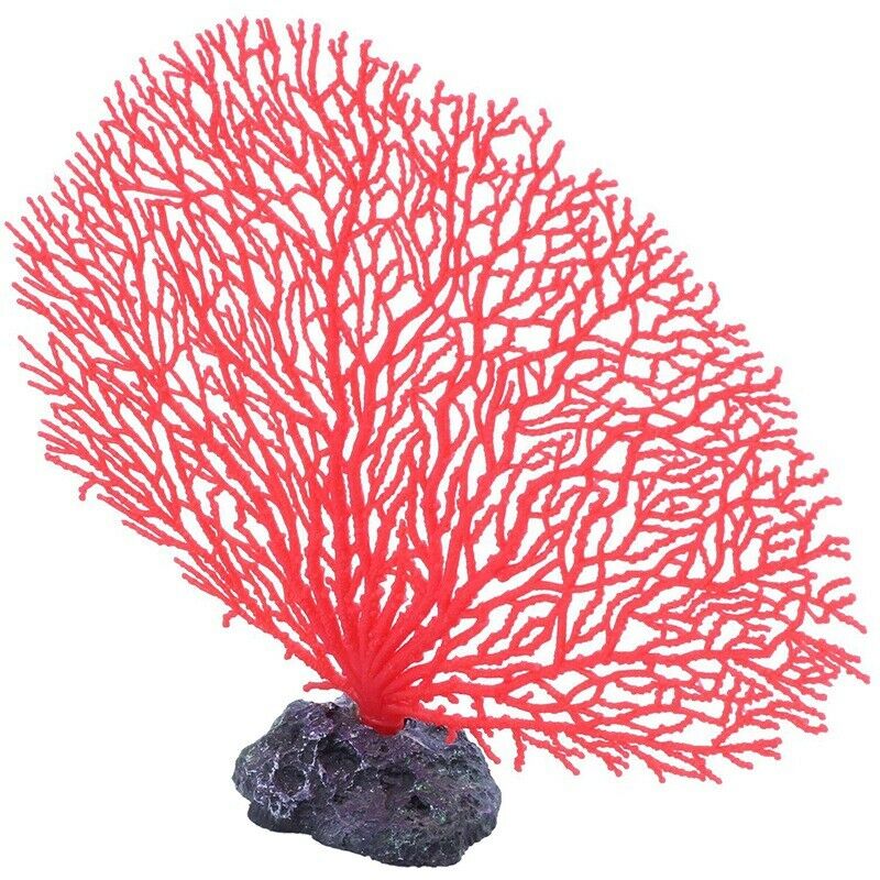5.5" Height Red Soft Plastic Branch Coral Emulational Underwater Plant Deco A4P9