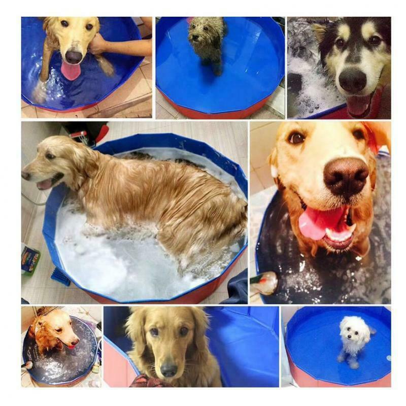 Pet Swimming Pool Foldable Bathing Tub Portable Non-slip Bottom for Cat Red