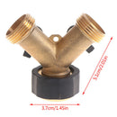 1Pcs Brass 2 Way Garden Hose Splitter Y Valve Water Tap Connector AdapterB Ew