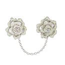 Rhinestone Brooch Flower Chain Collar Clips Women Cardigan Pins Jewelry A