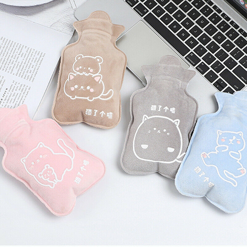 300ml Hot Water Bottle Cartoon Portable Fleece Bag Hand Warm Water BottleB Ew