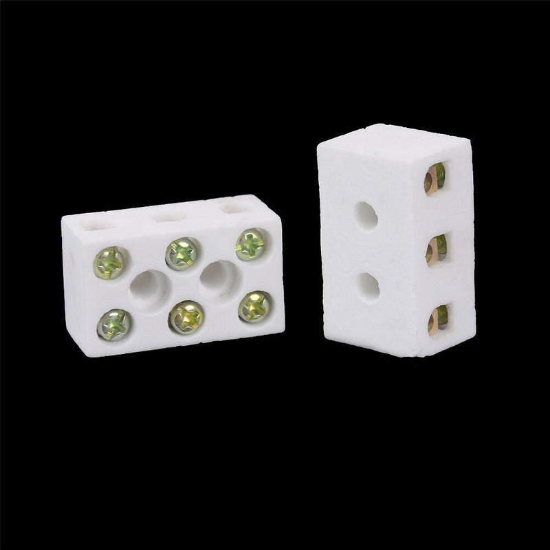 2Pcs High Temperature Ceramic Connector Block 15A 3 Way B Kw