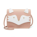 Women PU Leather Crossbody Cute Cartoon Cat Mini Square Shoulder Bag (Pink)