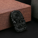 Chinese Natural Black Green Jade Pendant Dragon Good Lucky Amulet Gifts Gift