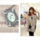 Retro Chinese Mural Style Enamel Bird Locket Box Long Chain Sweater Necklac
