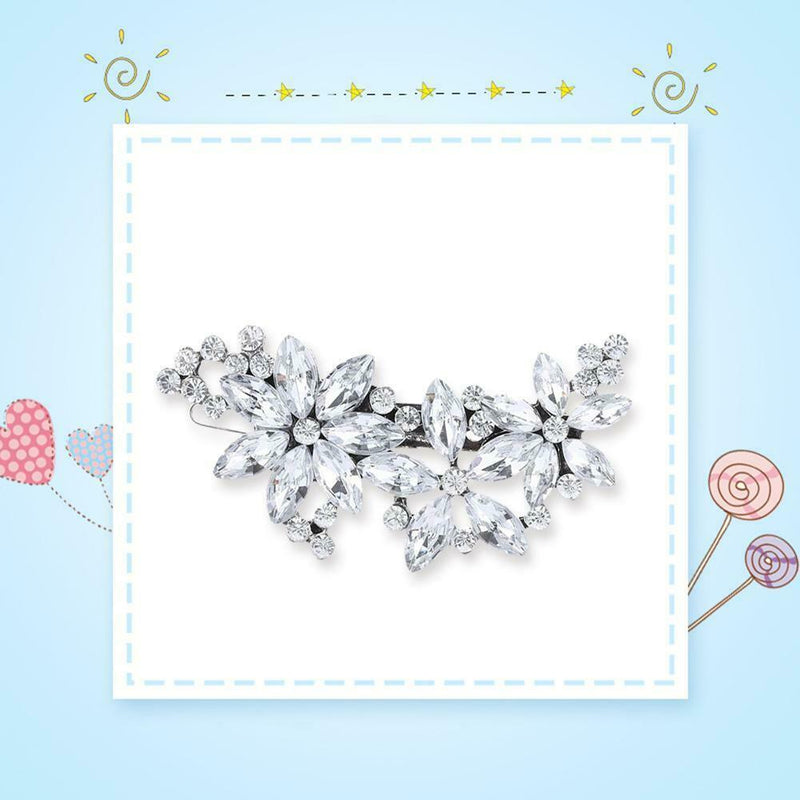 Crystal Flower Hair Clips Rhinestone Barrettes Bride Hairpins Hair Jewelry