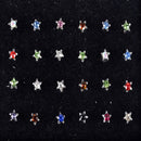 24Pcs Rhinestone Surgical Steel Star Nose Ring Bone Stud Body Piercing Jewelr FT