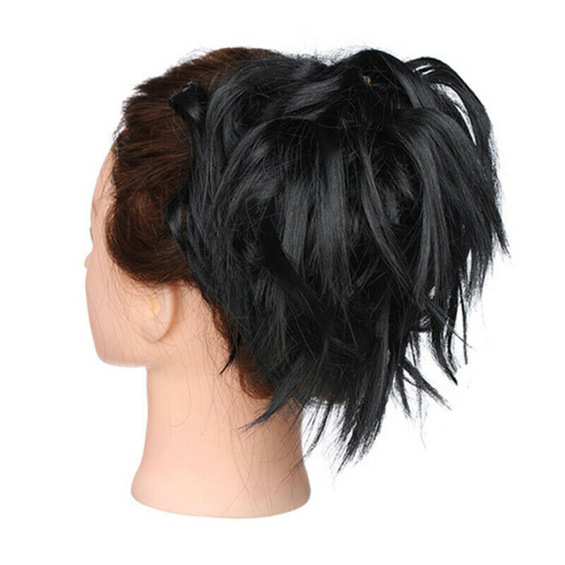 Women Messy Scrunchie Chignon Hair Bun Straight Elastic Band Updo Hairpiece G6F5
