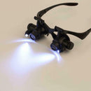 Double Eye Jewelry Watch Repair Magnifier Loupe Glasses With LED Light  WSD