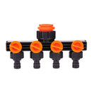 4 Way Valve Water Diversion Controller Garden Hose Pipe Splitter Drip
