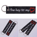 Embroidery Motorcycle Key Tag The Key to My Heart Key Chain Gift New E0R1 N B0B0