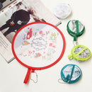 1pc Portable Round Japanese Style Folding Fans Hand Fan for Wedding Party JR